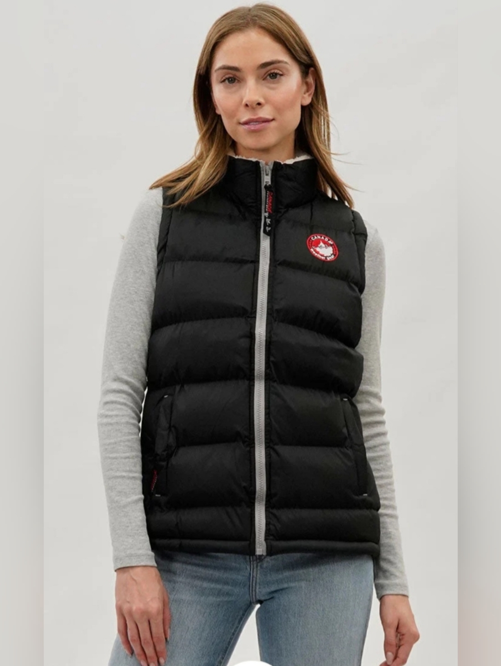 Canada Weather Gear Puffer Vest Women Medium Black Full Zip Pockets